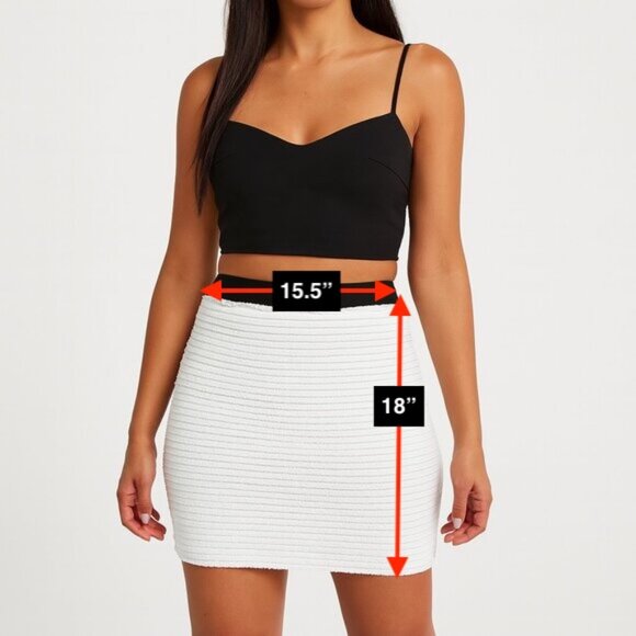 SALE BCBGMaxAzria White and Black Textured Mini Skirt - Picture 2 of 4